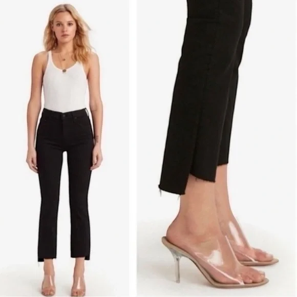 MOTHER Jeans The Insider Crop Step Fray Black Women's Size 28